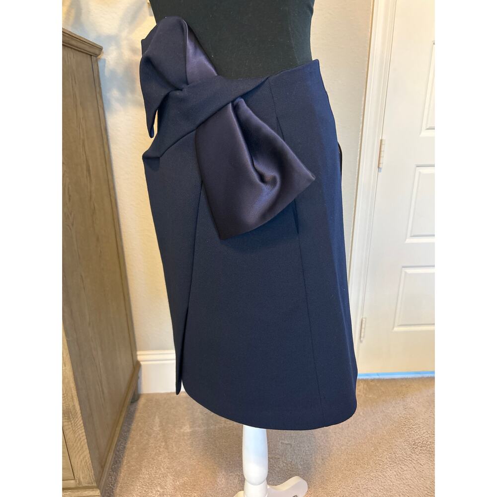 COMME MOI | Navy Blue Wool Blend A-Line Skirt | Med - Picture 4 of 10